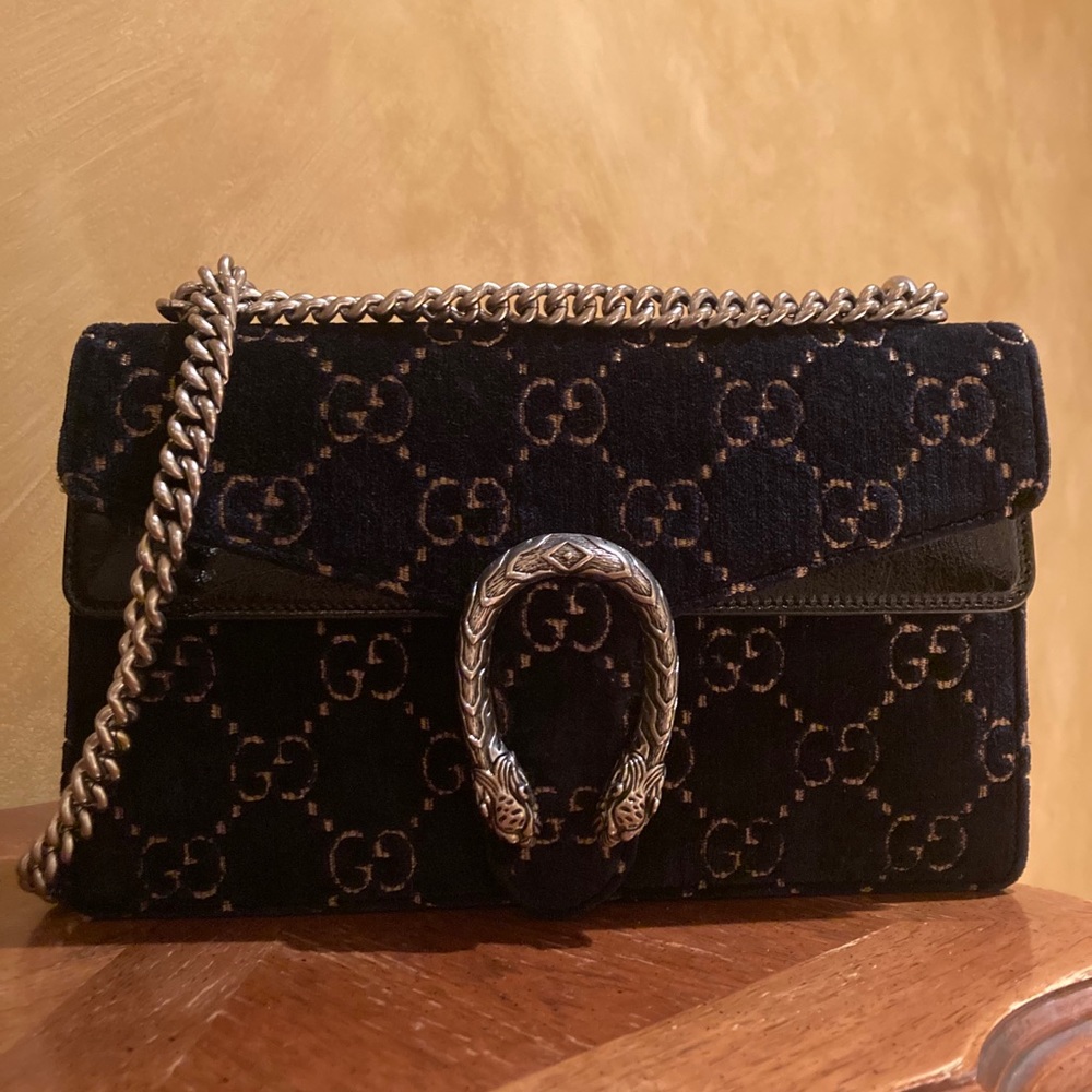 GUCCI DIONYSUS VELVET MIDNIGHT BLUE GG SHOULDER BAG